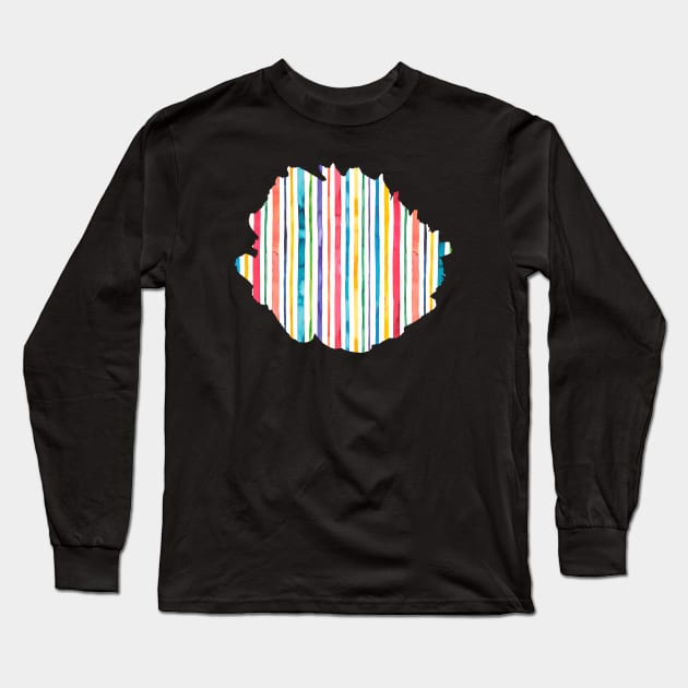 Marine Colorful Stripes Multi Long Sleeve T-Shirt by ninoladesign